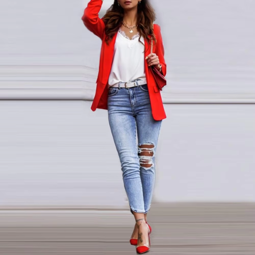 WW | Stilvolle Damen Blazer mit Einzelknopfverschluss Ideal für Die Arbeit