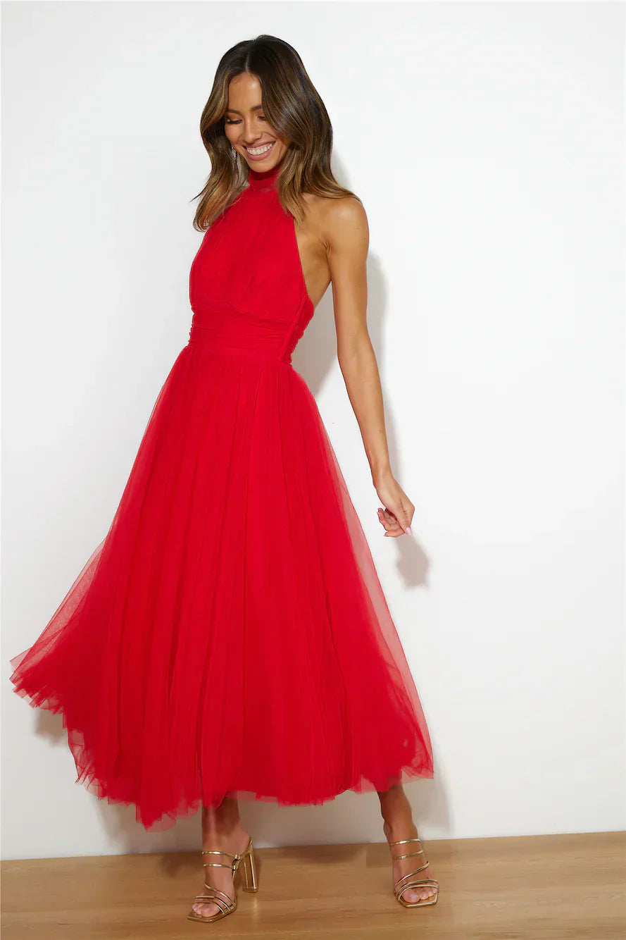 WW | Halter Tüll Midi Kleid