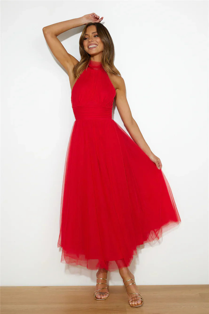 WW | Halter Tüll Midi Kleid