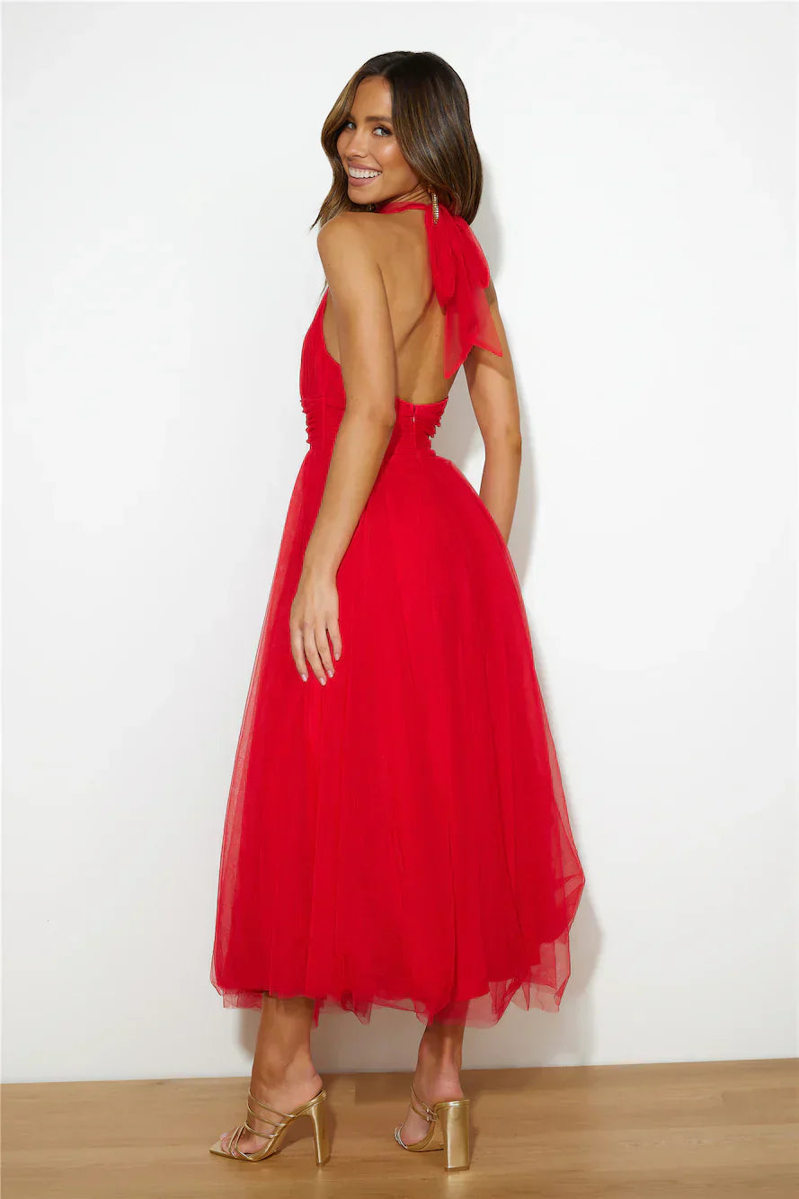 WW | Halter Tüll Midi Kleid