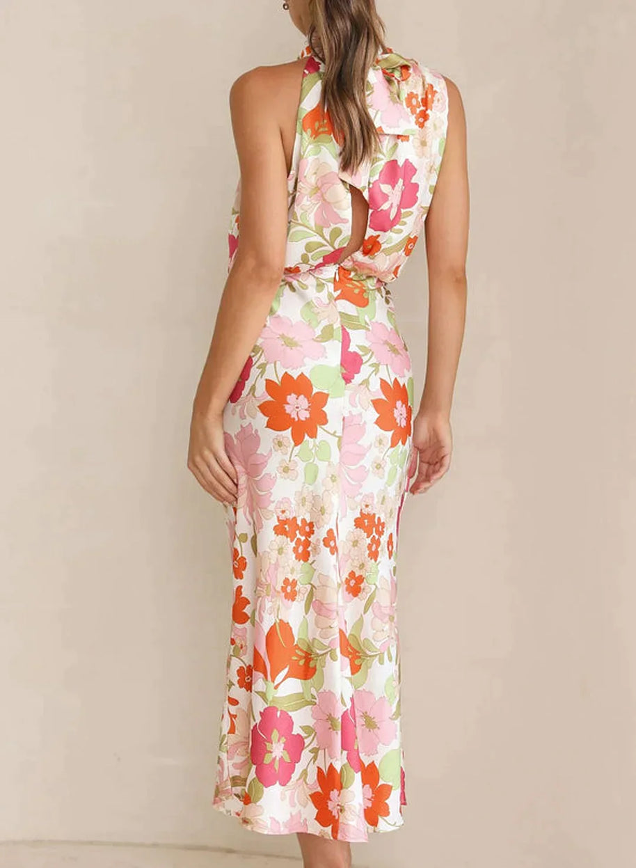 WW - Blumiges Maxikleid mit Neckholder