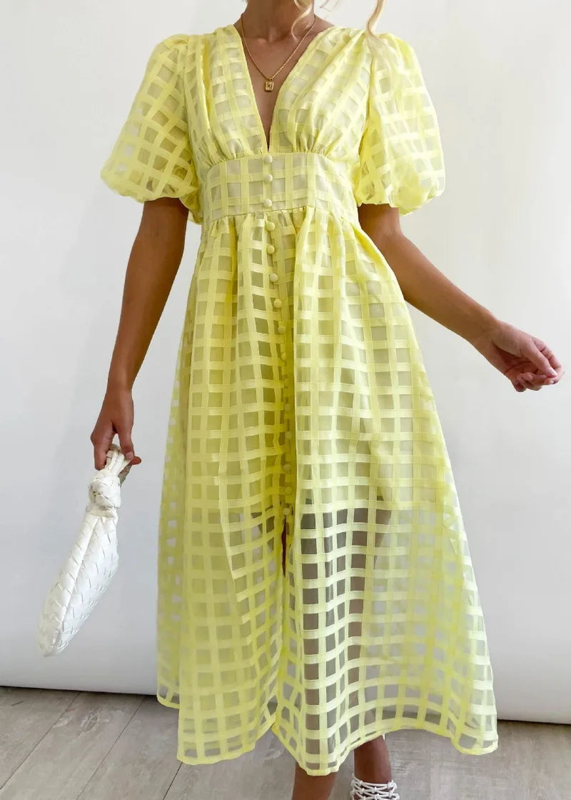 WW | Puffärmel Midi-Kleid