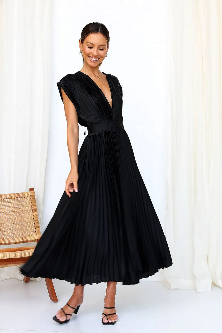 WW | Faltendes Plunge Midi Kleid