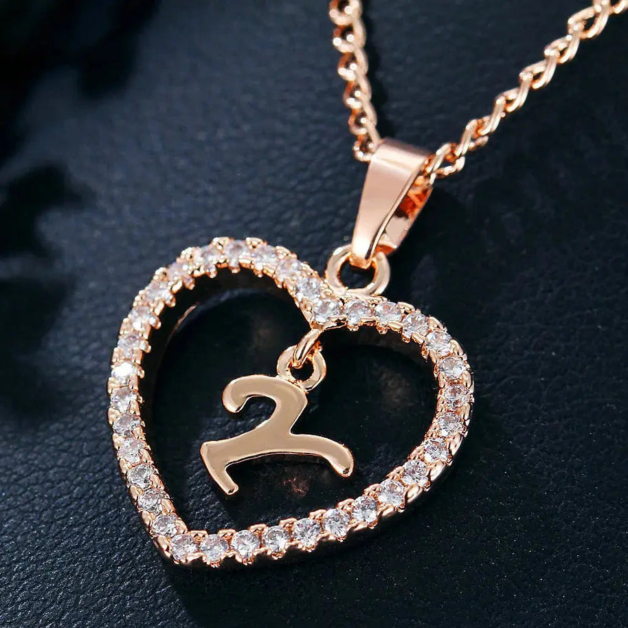 WW | Buchstaben Zirkon Liebe Kette Schmuck Anhänger
