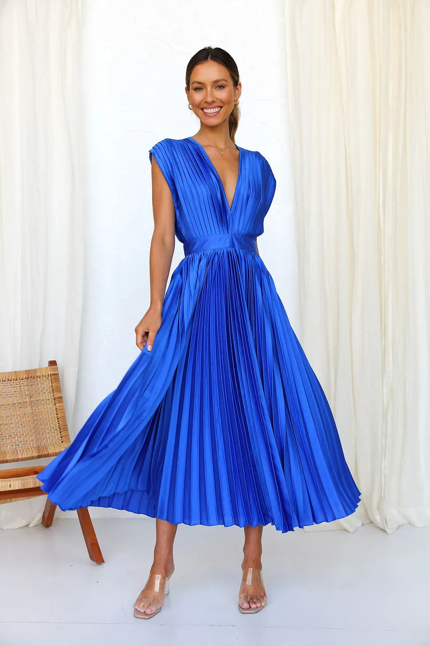 WW | Faltendes Plunge Midi Kleid