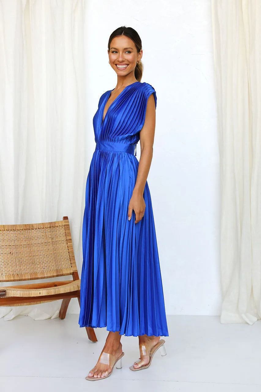 WW | Faltendes Plunge Midi Kleid