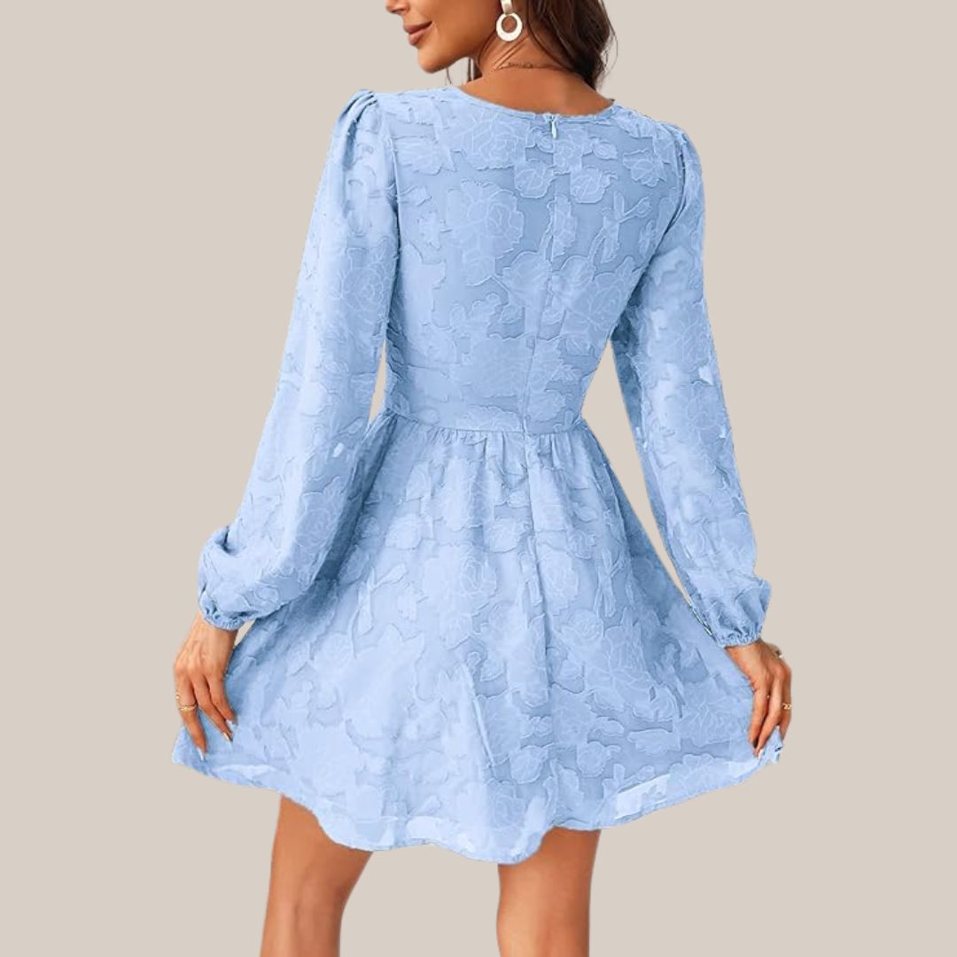 WW | Schickes Langarmkleid mit tiefem V-Ausschnitt