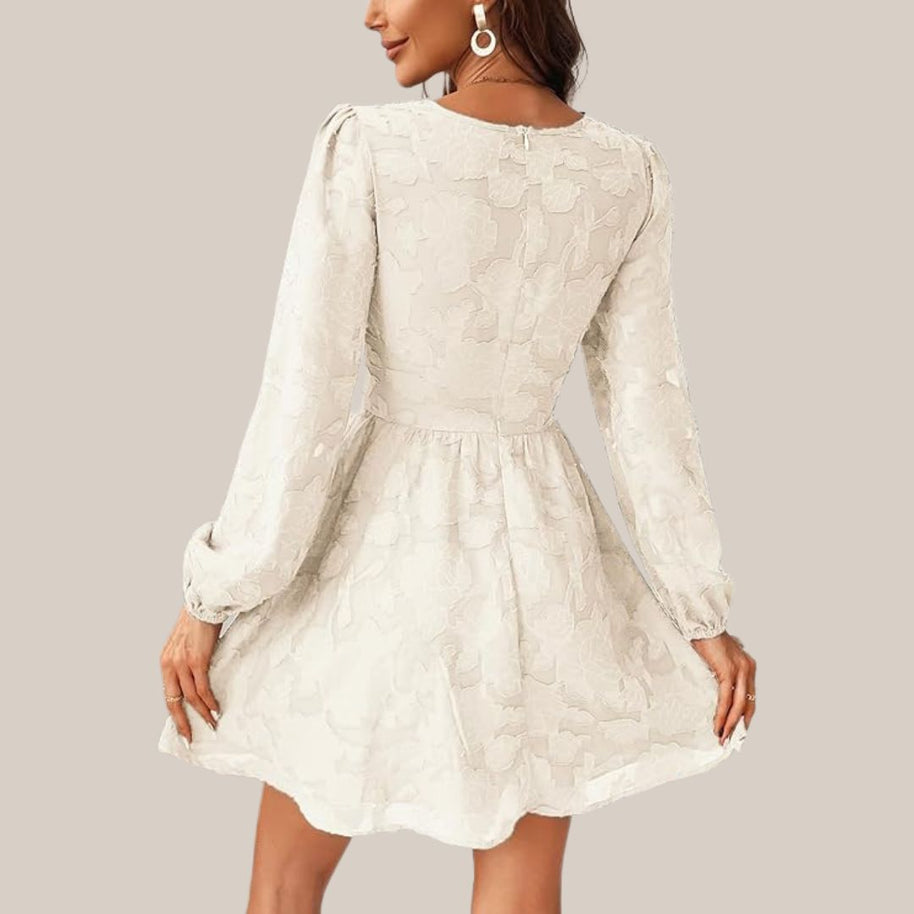 WW | Schickes Langarmkleid mit tiefem V-Ausschnitt