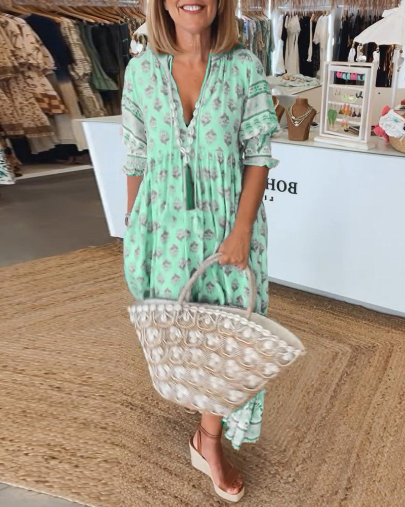 WW | Bohemian Geschichtetes Maxi-Kleid für Damen
