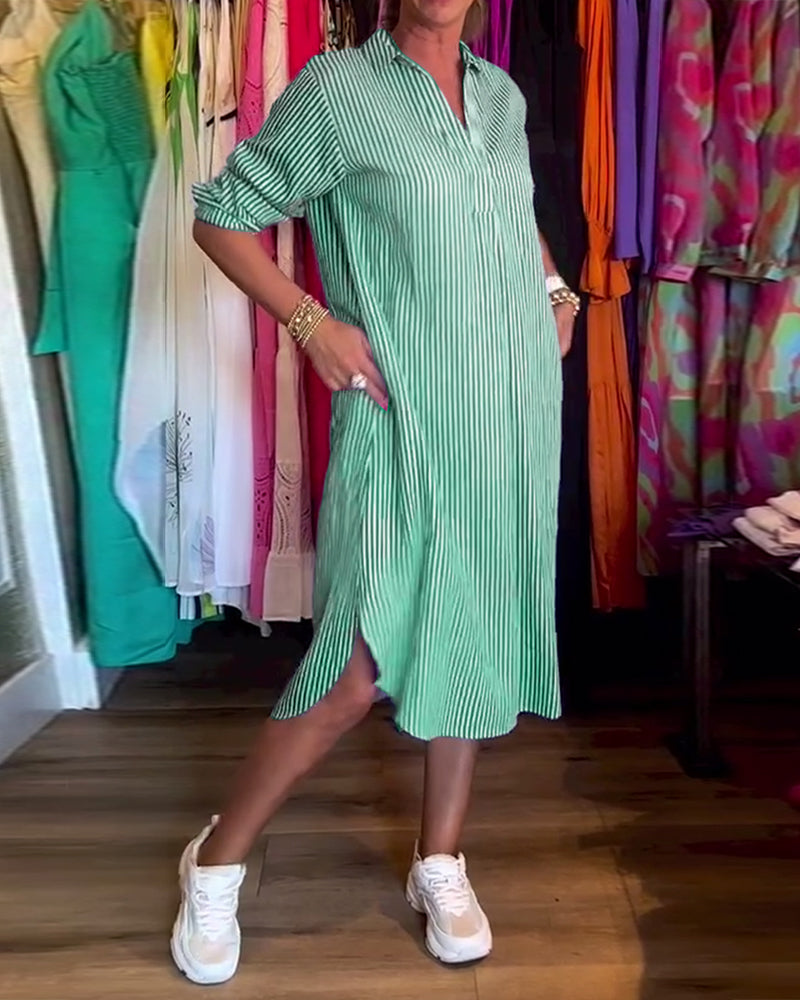 WW | Gestreiftes Hemdkleid In Lässiger Passform