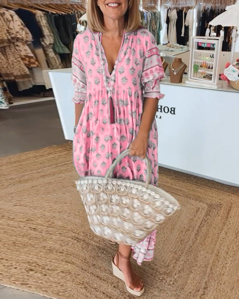 WW | Bohemian Geschichtetes Maxi-Kleid für Damen