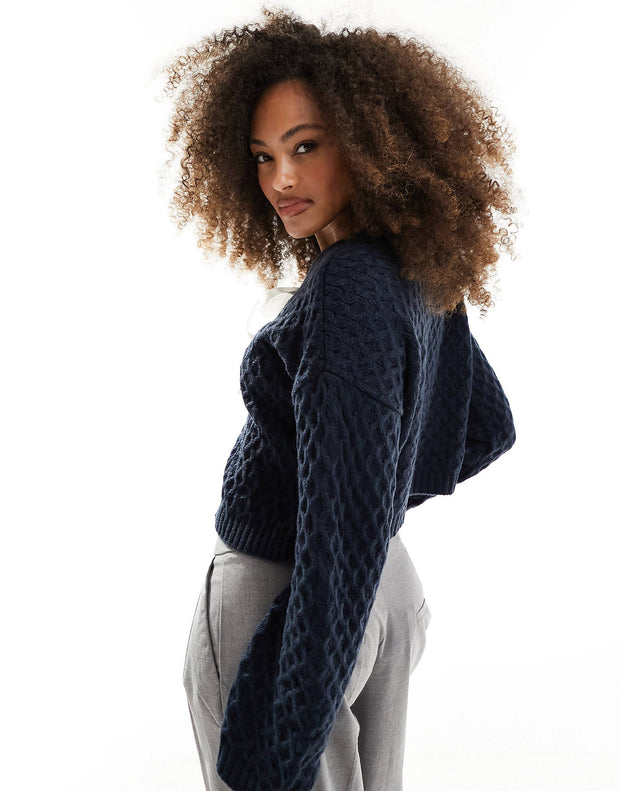 WW | Kontrast Kurzer Binde-Cardigan