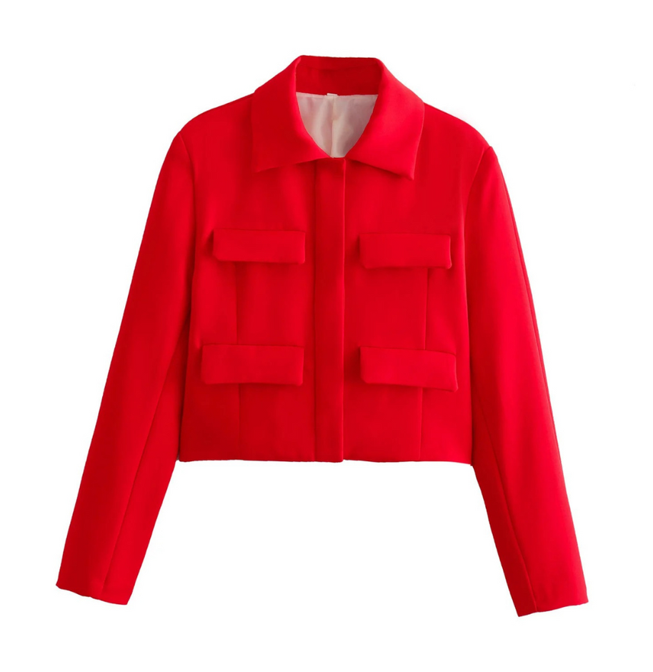WW | Bomberjack Damen Kurzjacke mit Vier Fronttaschen und Minimalistischem Design