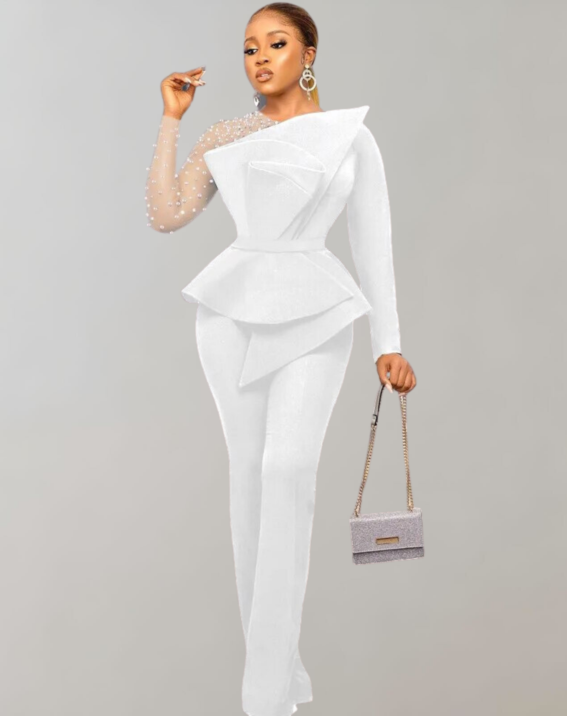 WW - Vintage Perlen Mesh Langarmshirt