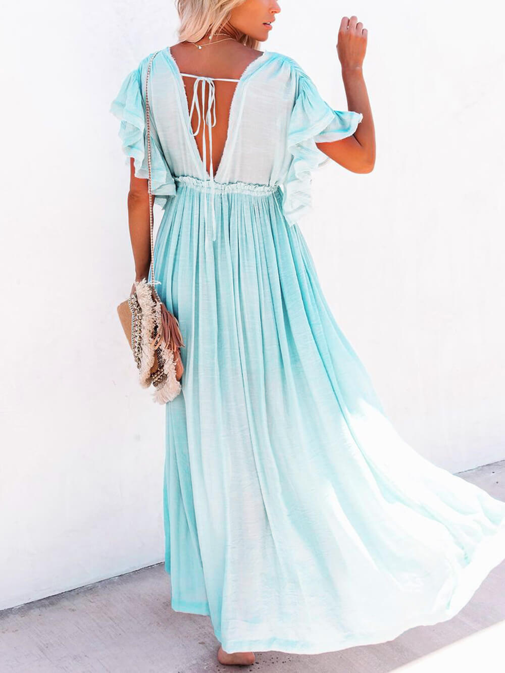 WW | Stil Maxi Kleid mit Flatterärmeln für Frauen