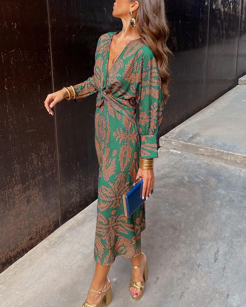 WW | Bohemian Maxikleid mit Tiefem V-Ausschnitt für Damen