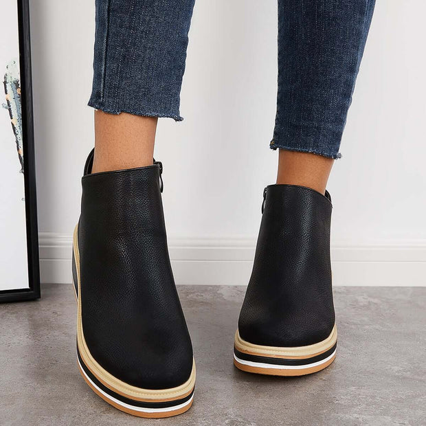 W&W - Stilvolle Stiefeletten mit Zipper und Plateau