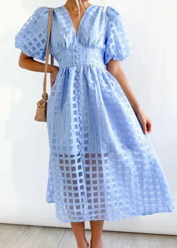 WW | Puffärmel Midi-Kleid