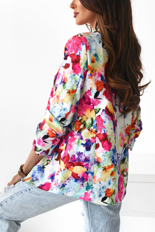 WW | Freie und Echte Florale Revers Freizeitanzug Blazer