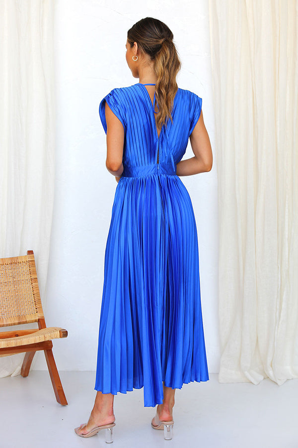 WW | Hallo Schöne Satin Plissee Midi Kleid