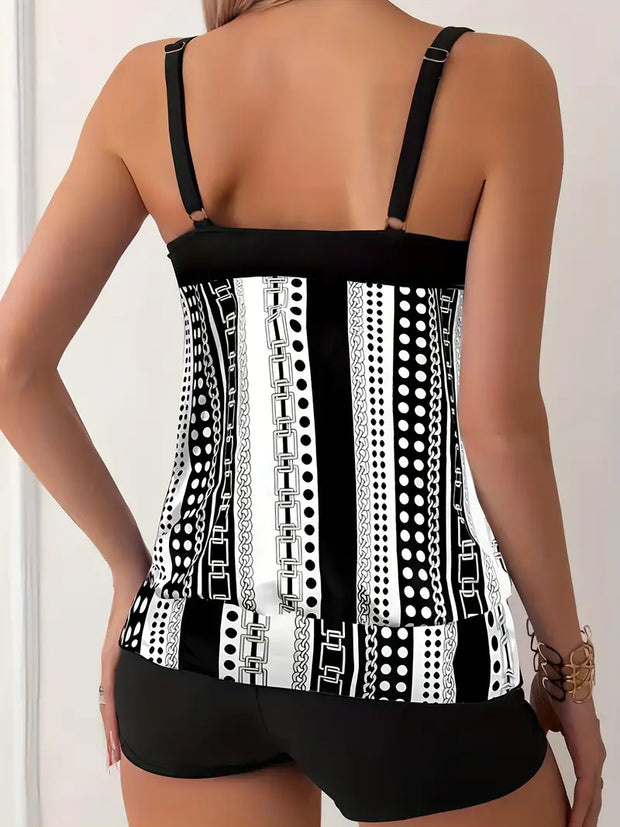 WW | Gestreifter Tankini mit Druck