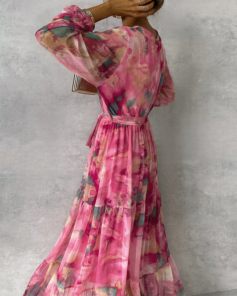 WW | Elegantes Kleid mit Print und Plissiertem Rock