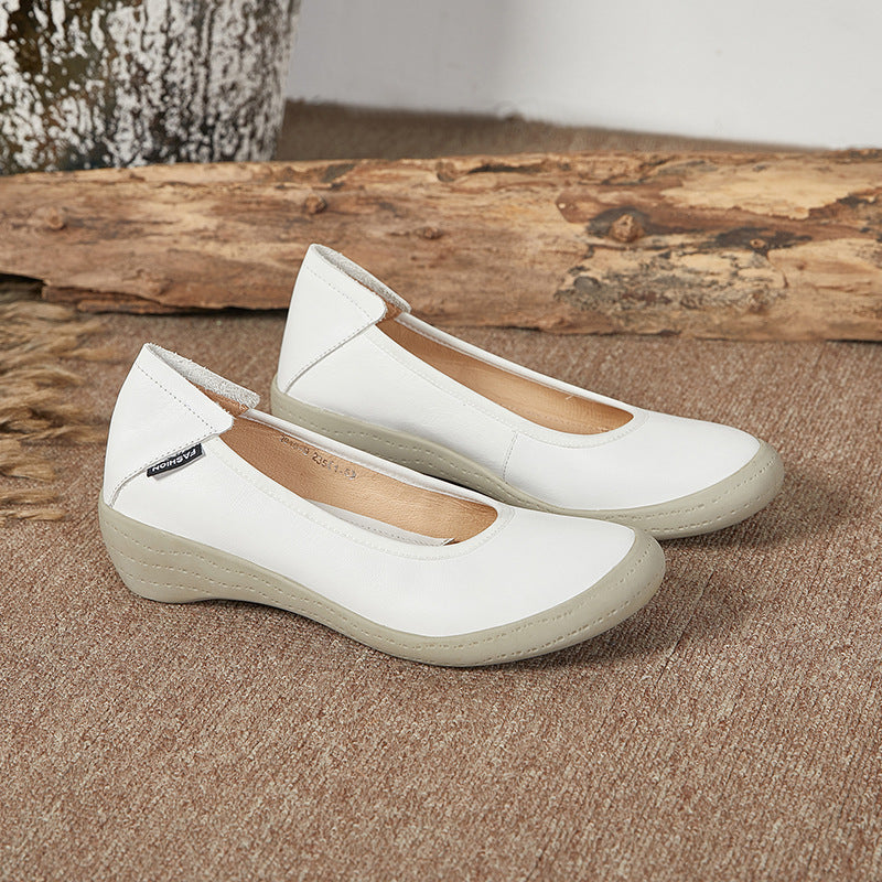 WW | Frühling und Sommer Damen Echtes Leder Schuhe Niedriger Mund Pumps