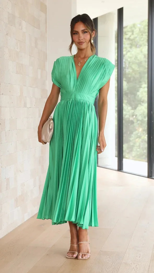 WW | Faltendes Plunge Midi Kleid