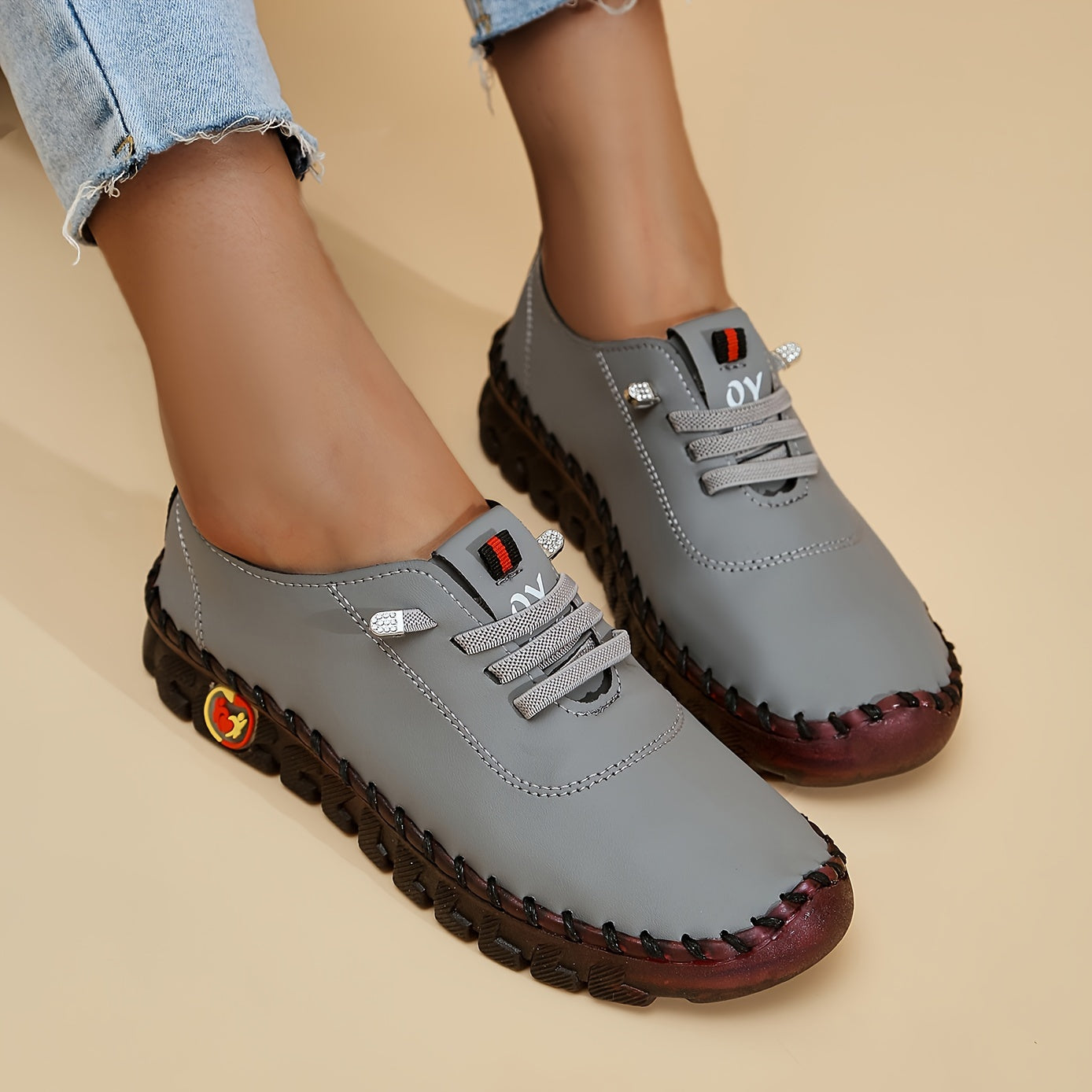 WW | Bequeme Lederschuhe Mit Runder Spitze