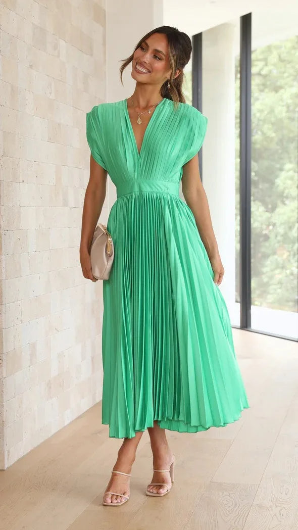 WW | Faltendes Plunge Midi Kleid