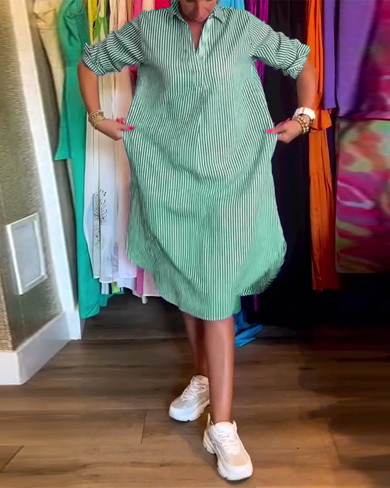 WW | Gestreiftes Hemdkleid In Lässiger Passform