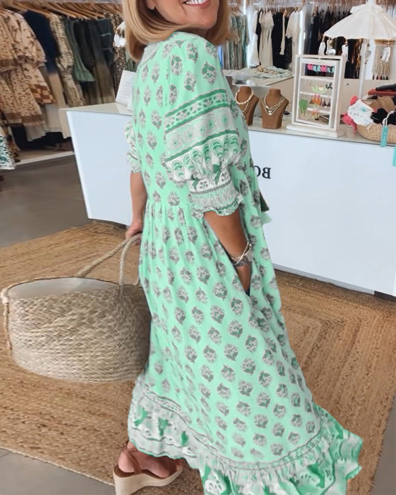 WW | Bohemian Geschichtetes Maxi-Kleid für Damen