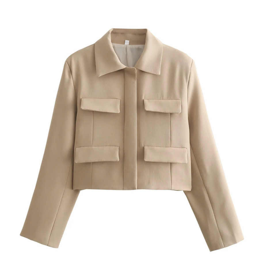 WW | Bomberjack Damen Kurzjacke mit Vier Fronttaschen und Minimalistischem Design