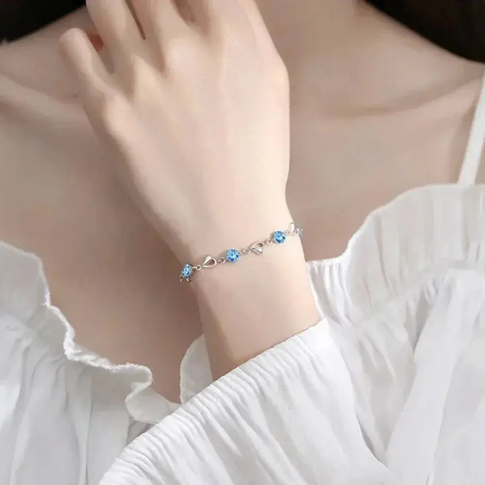 WW | 925 Sterling Silber Herzförmige Halskette Armband Satz Für Damen