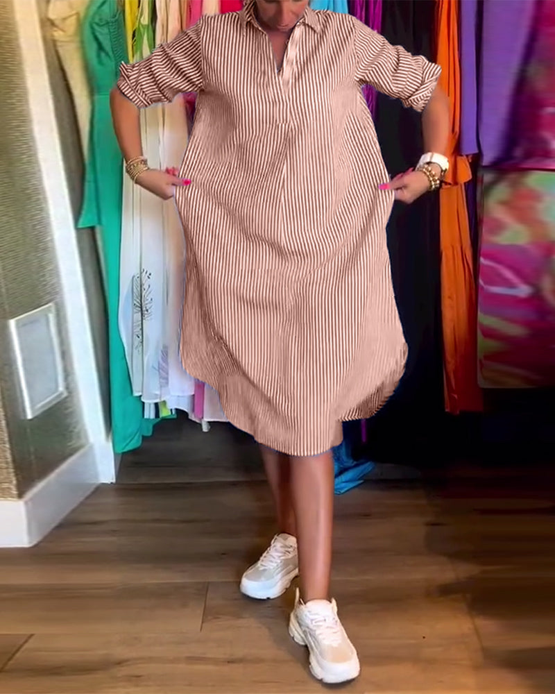 WW | Gestreiftes Hemdkleid In Lässiger Passform