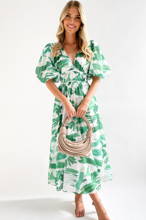 WW | Real Love Print Puffärmel Maxi Kleid