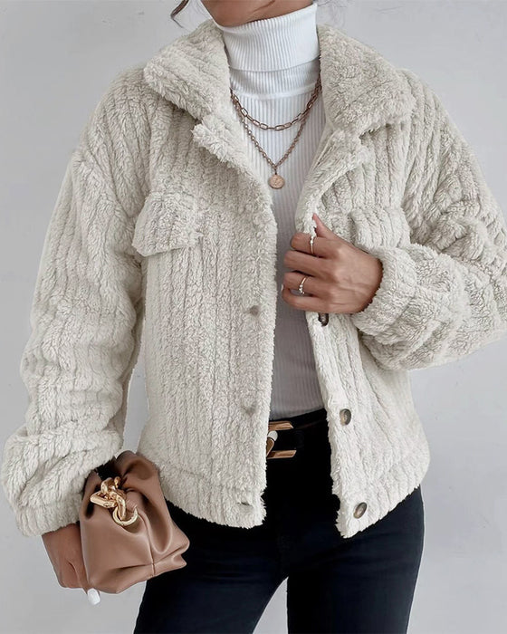 WW | Klassische Herbst Dicke Jacke mit Revers und Knopf für Frauen