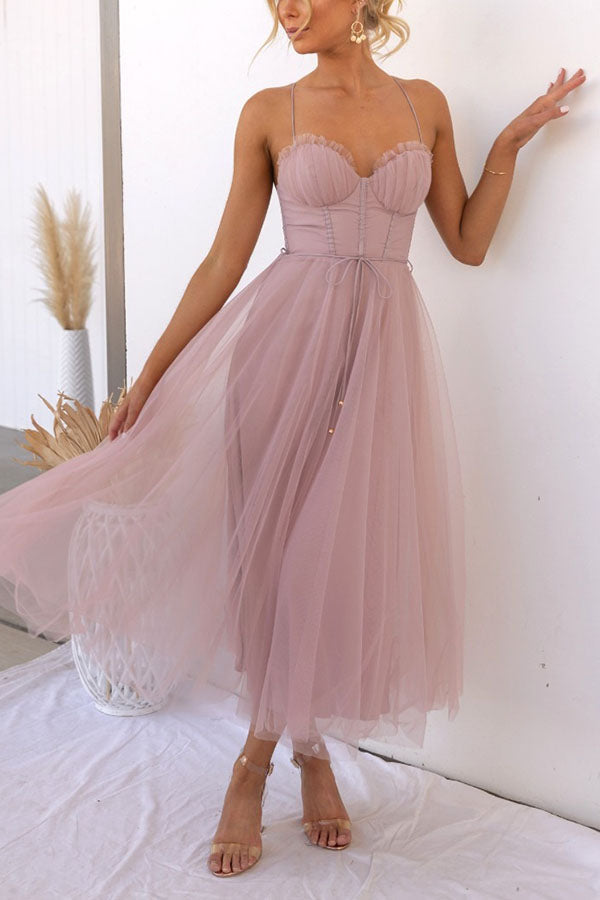 WW | Maxi Kleid Elegantes Fließendes Design V-Ausschnitt Ärmellos Leichtes Gewebe