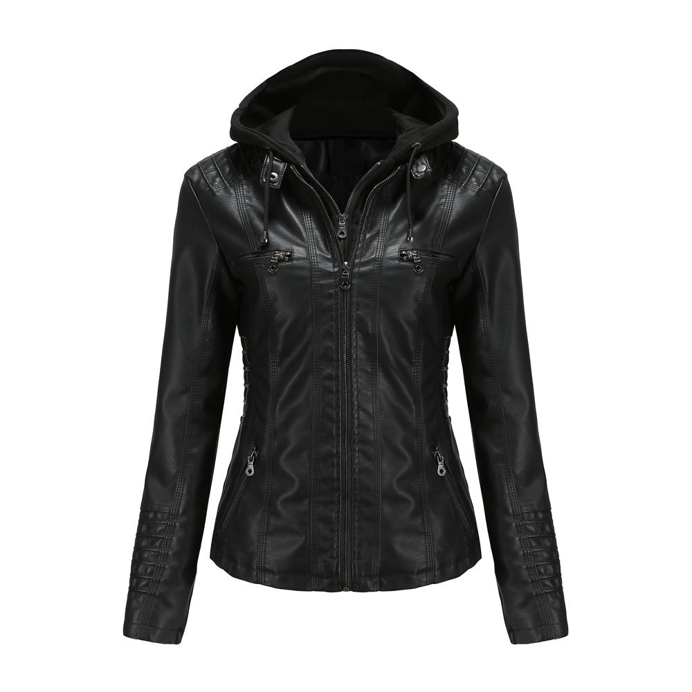 WW | Lederjacke mit Kapuze