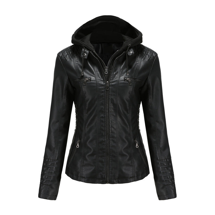 WW | Lederjacke mit Kapuze