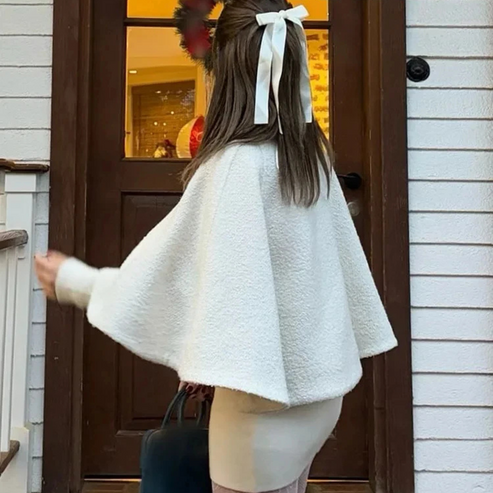 WW | High Neck Cape Mantel Elegante a Linien Swing Jacke