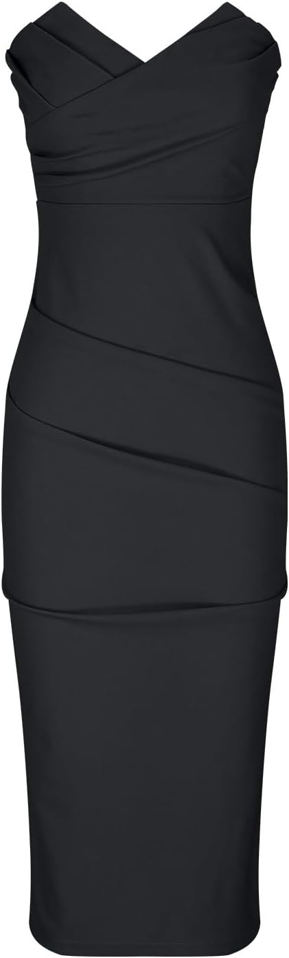 Magner™ – Trägerloses Midi Partykleid mit Rückenschlitz, Elegantes Cocktailkleid für Abend & Events