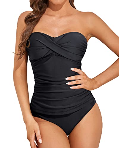 WW | Twist Front Bandeau Tankini Mit Push up Cups Für Frauen