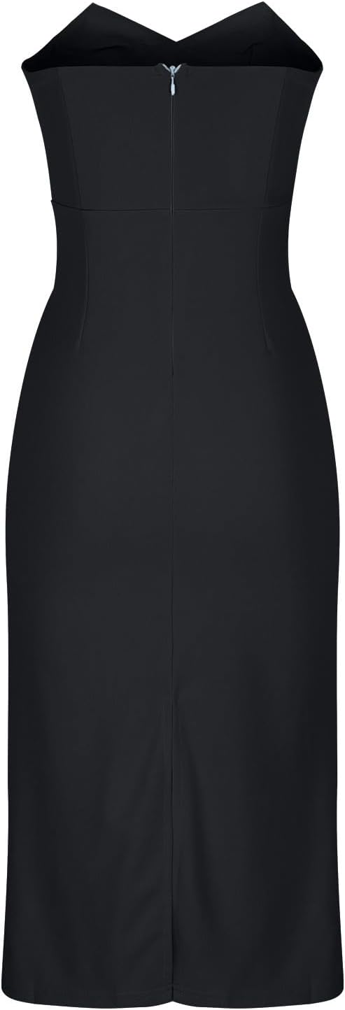 Magner™ – Trägerloses Midi Partykleid mit Rückenschlitz, Elegantes Cocktailkleid für Abend & Events