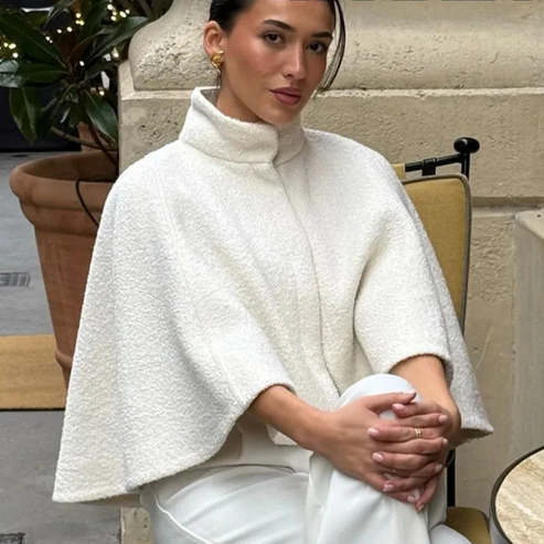 WW | High Neck Cape Mantel Elegante a Linien Swing Jacke