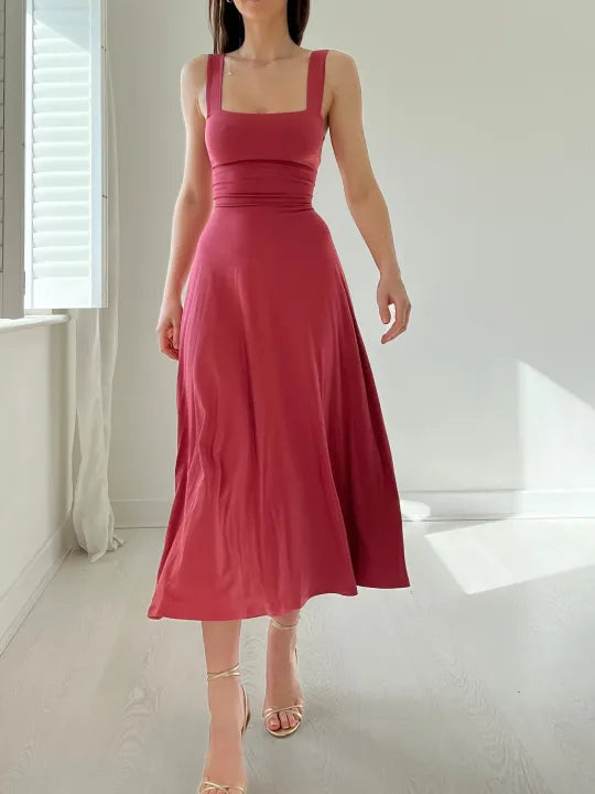 WW - Elegantes ärmelloses A-Linien-Midikleid – Zeitloser Chic | Fit-and-Flare Midikleid – Perfekt für jeden Anlass