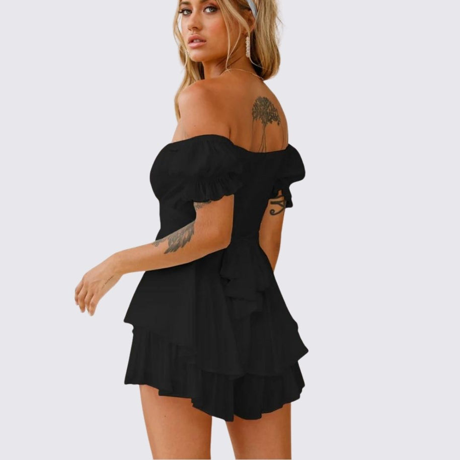 WW | Schulterfreier Rüschen-Jumpsuit