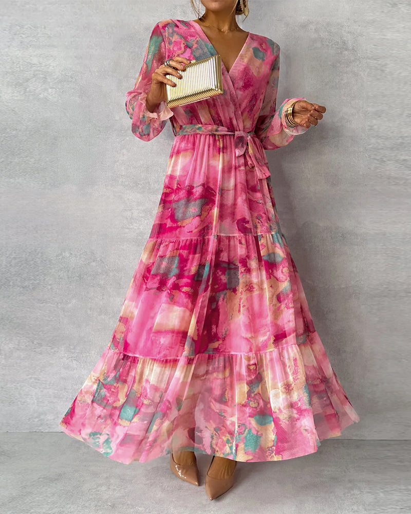WW | Elegantes Kleid mit Print und Plissiertem Rock