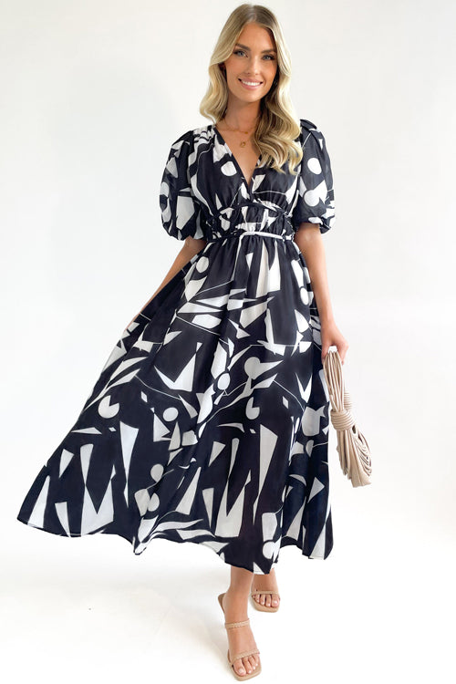 WW | Real Love Print Puffärmel Maxi Kleid