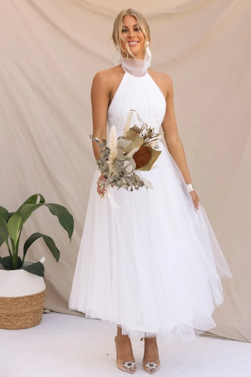 WW | Halter Tüll Midi Kleid